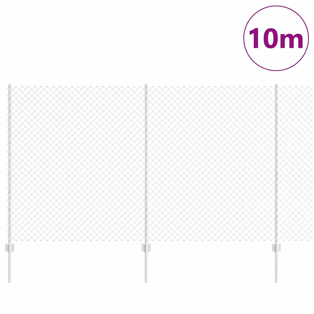 Lánccelpes kerítés oszloppal 10 x 1,4 m Horganyzott Acél Ezüst