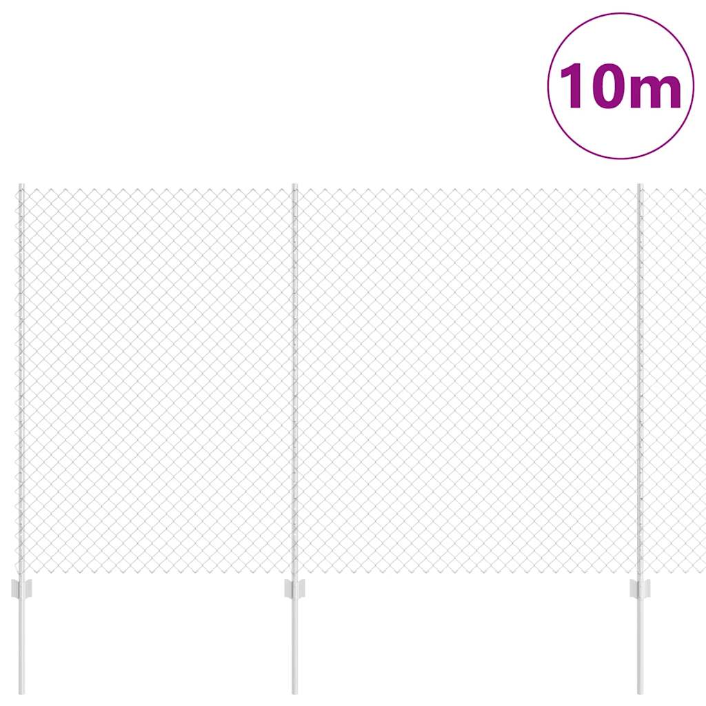 Lánccelpes kerítés oszloppal 10 x 1,5 m Horganyzott Acél Ezüst