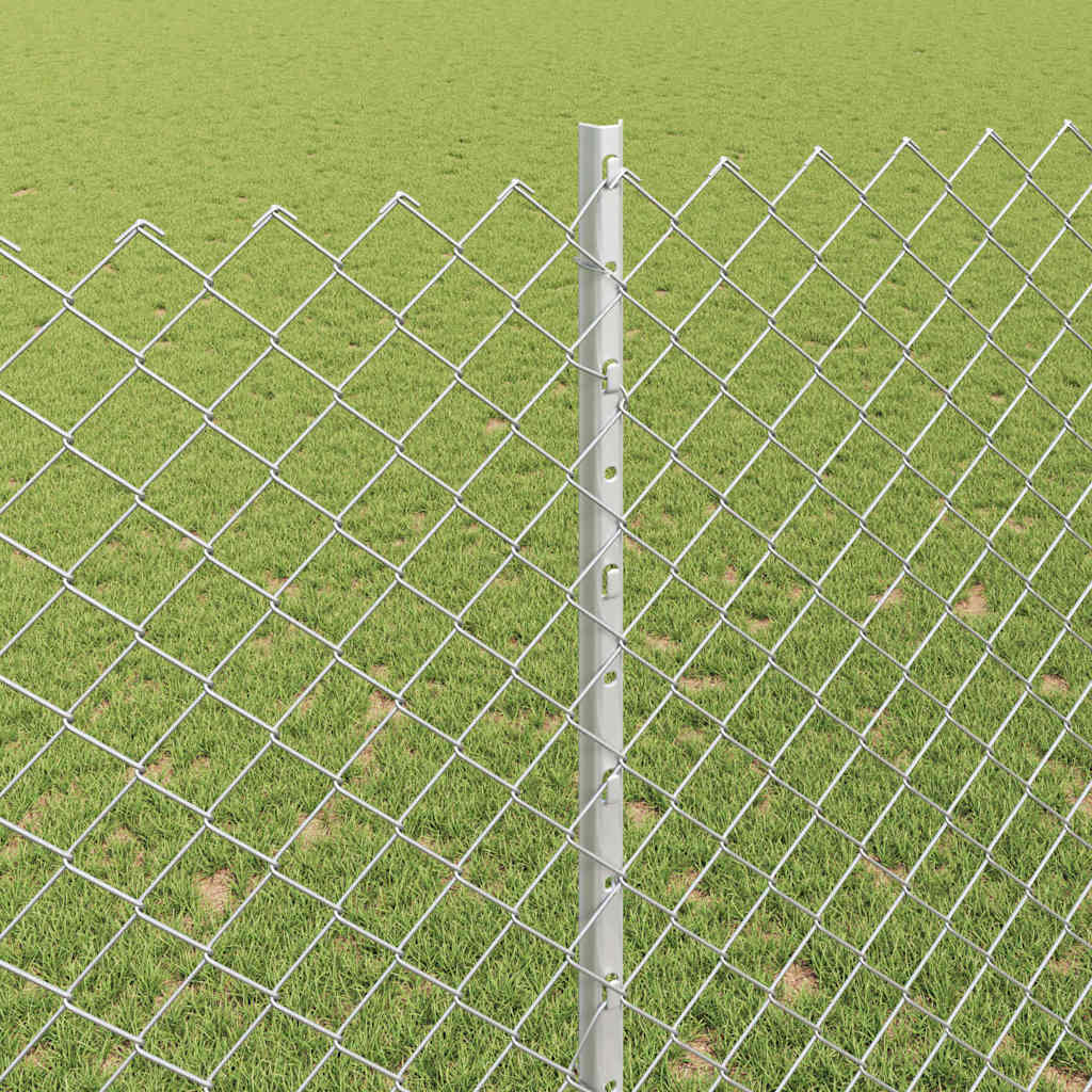Lánccelpes kerítés oszloppal 10 x 1,6 m Horganyzott Acél Ezüst