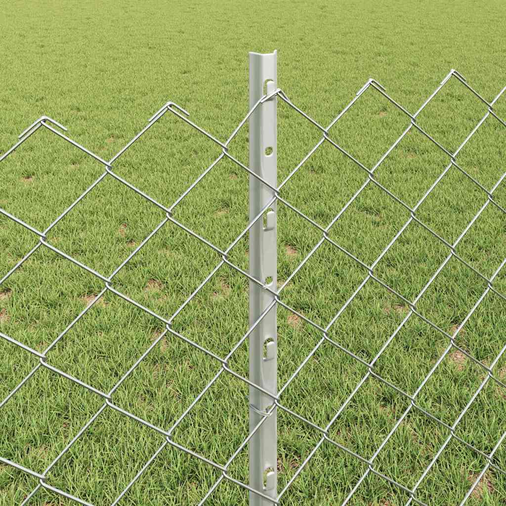 Lánccelpes kerítés oszloppal 10 x 0,8 m Horganyzott Acél Ezüst