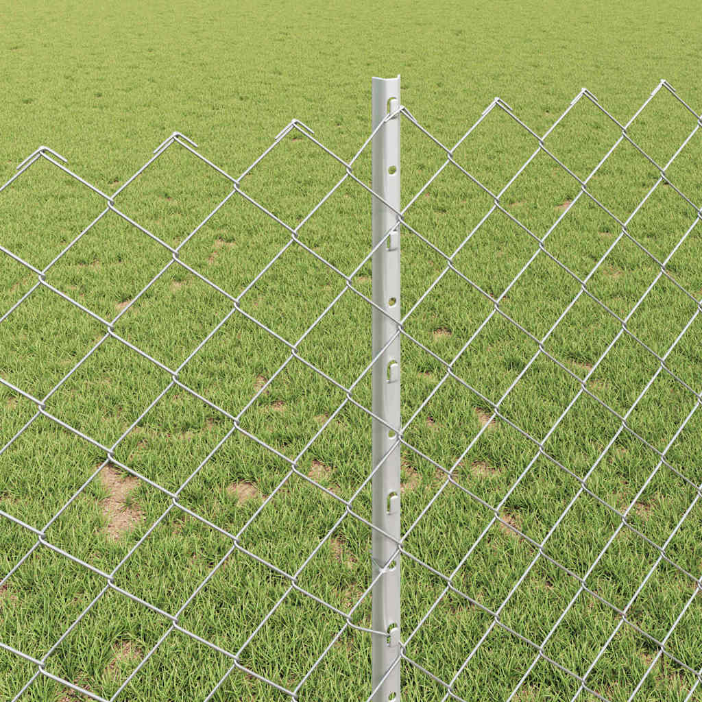 Lánccelpes kerítés oszloppal 10 x 1 m Horganyzott Acél Ezüst