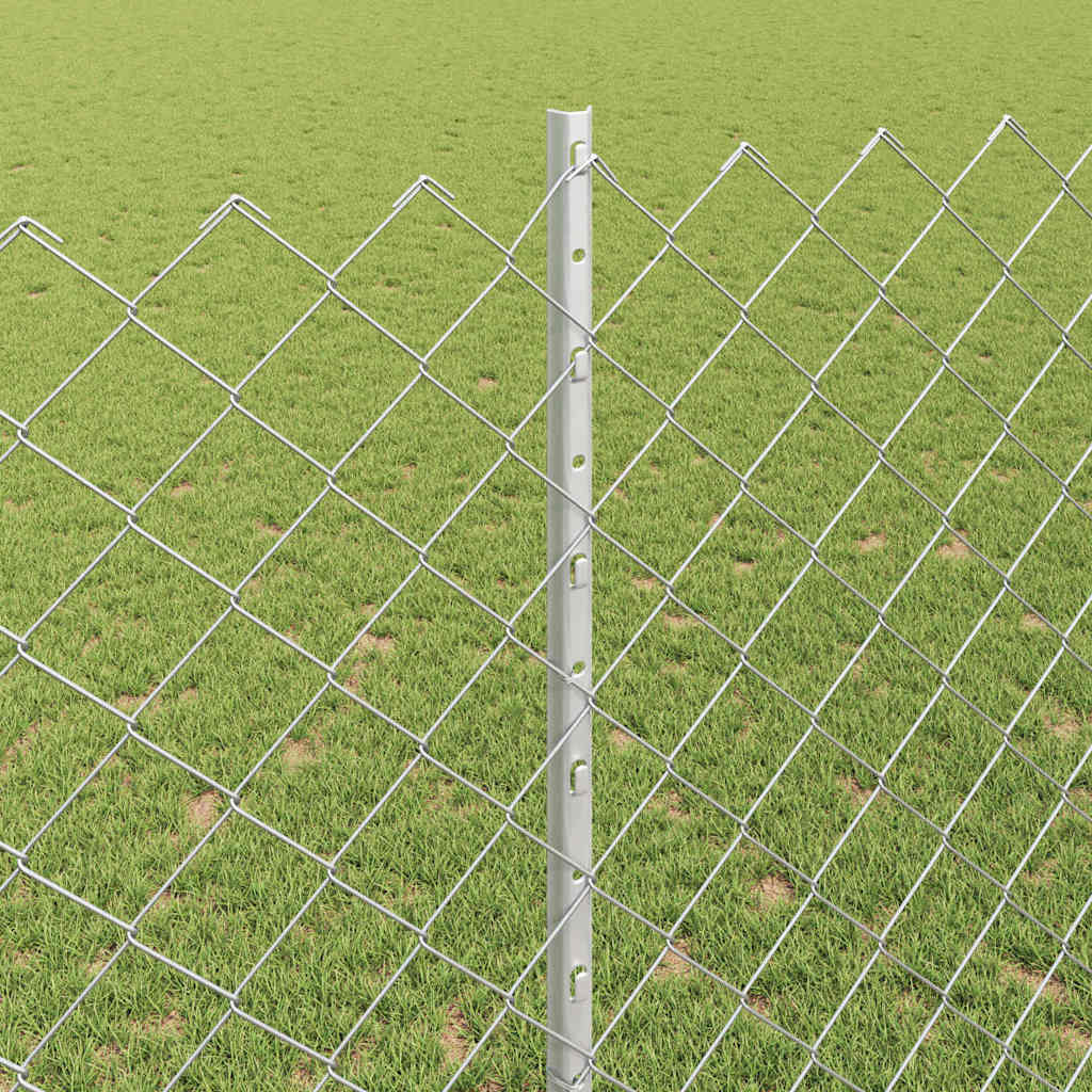 Lánccelpes kerítés oszloppal 10 x 1,4 m Horganyzott Acél Ezüst