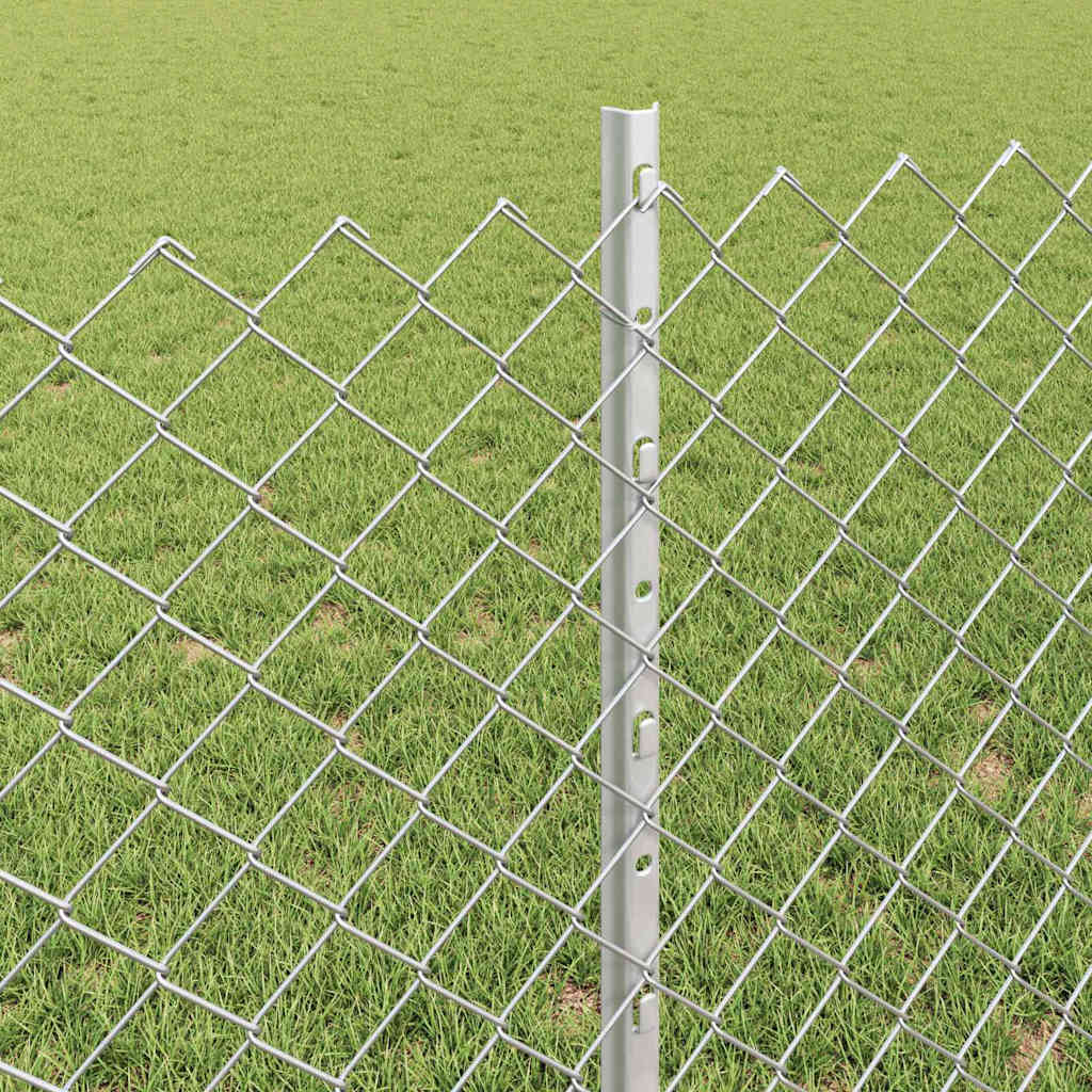 Lánccelpes kerítés oszloppal 25 x 0,8 m Horganyzott Acél Ezüst