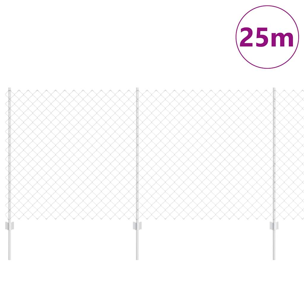 Lánccelpes kerítés oszloppal 25 x 1,2 m Horganyzott Acél Ezüst