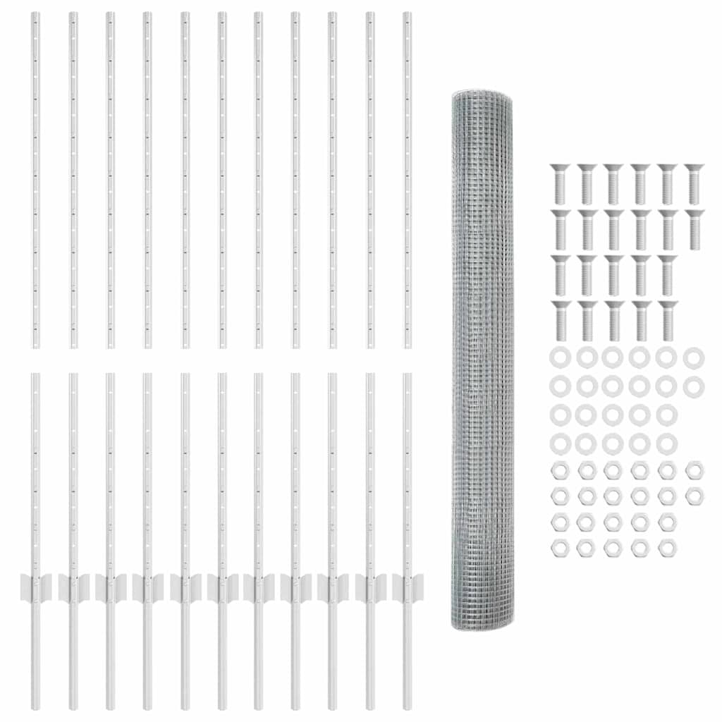 Hegesztett drótkerítés oszlopokkal 25 x 1,2 m Horganyzott Acél