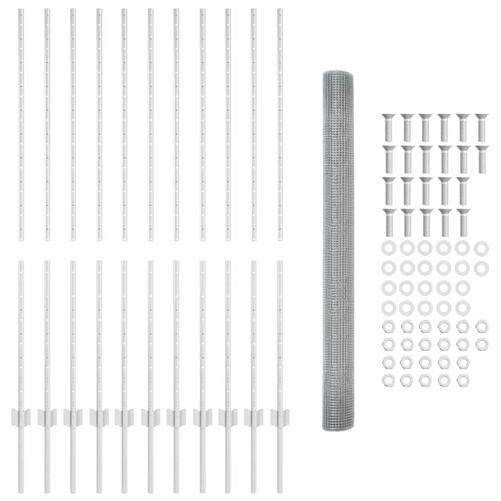 Hegesztett drótkerítés oszlopokkal 25 x 1,4 m Horganyzott Acél