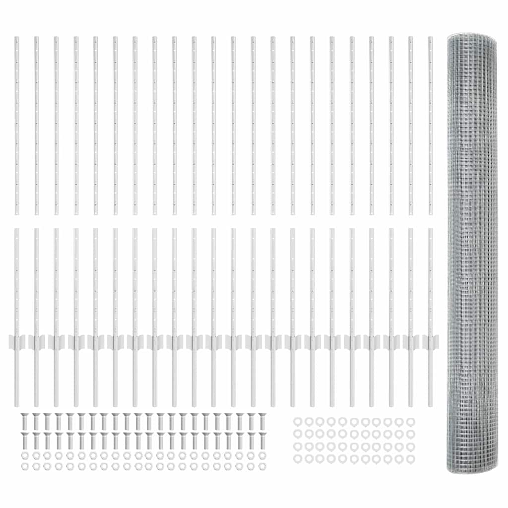 Hegesztett drótkerítés oszlopokkal 50 x 1,2 m Horganyzott Acél