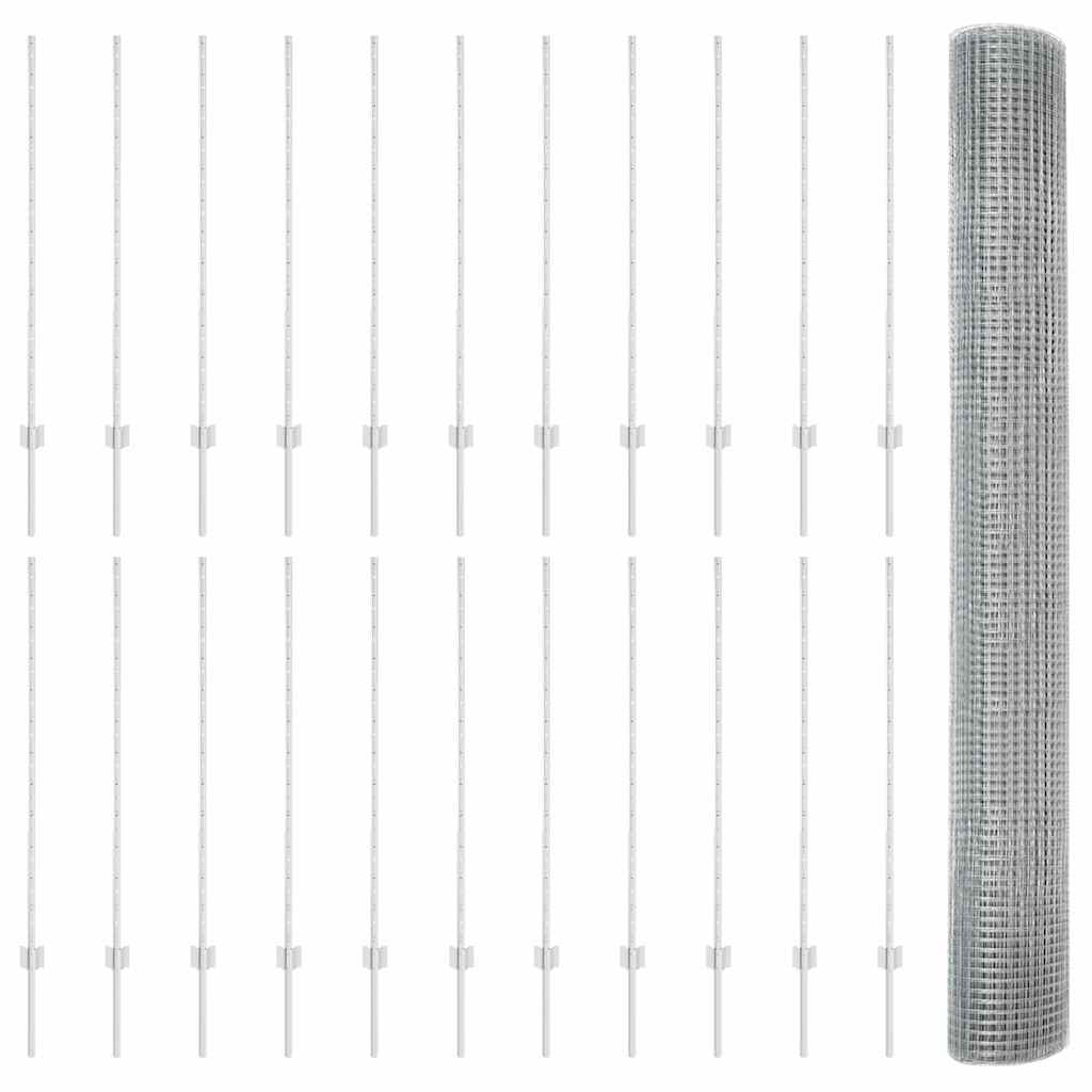 Hegesztett drótkerítés oszlopokkal 50 x 1,2 m Horganyzott Acél