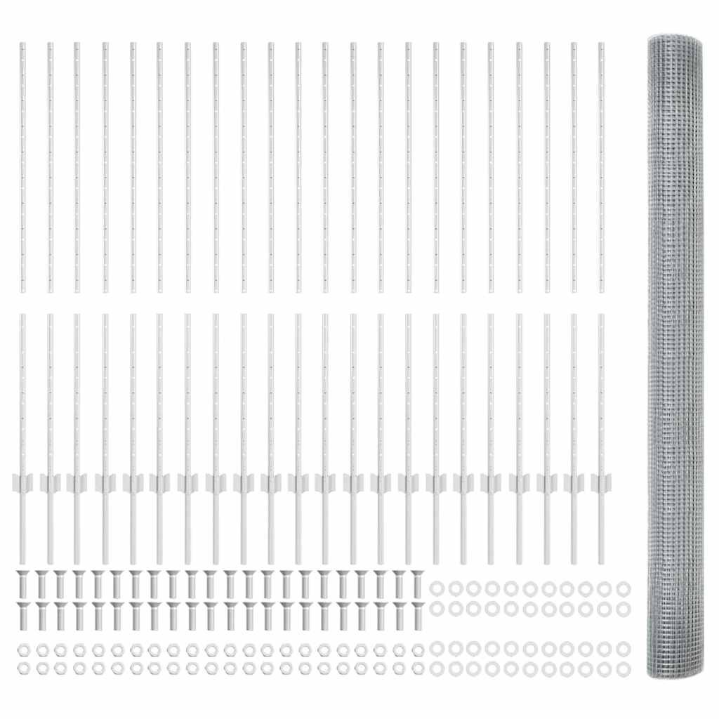 Hegesztett drótkerítés oszlopokkal 50 x 1,4 m Horganyzott Acél
