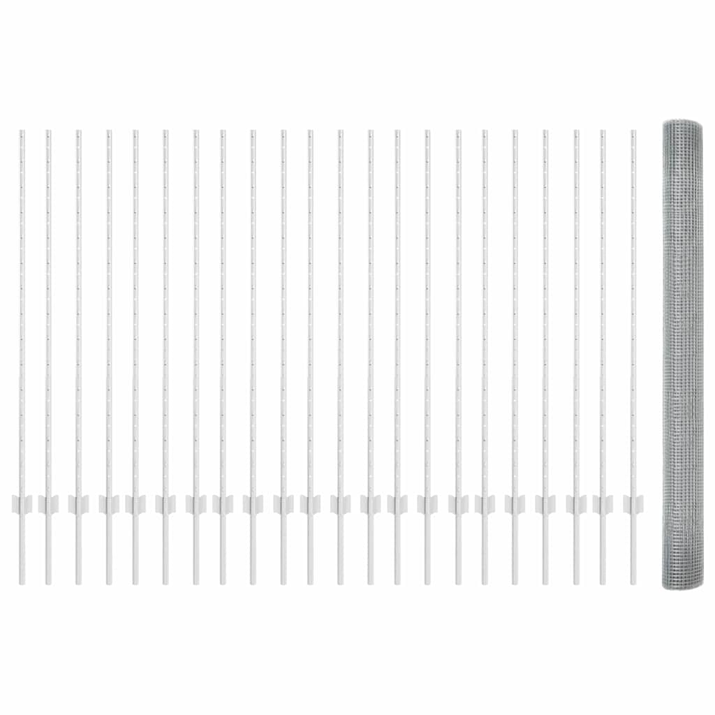 Hegesztett drótkerítés oszlopokkal 50 x 1,4 m Horganyzott Acél