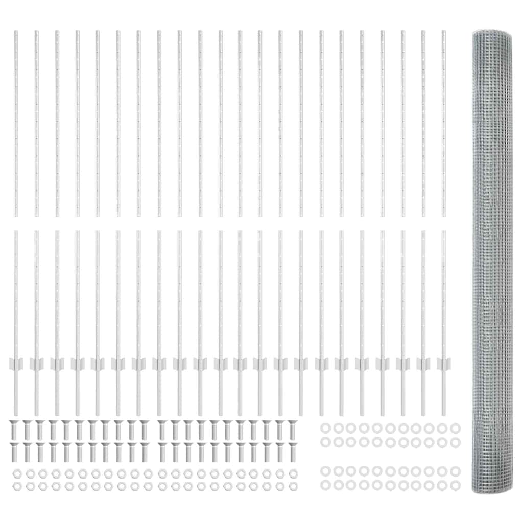 Hegesztett drótkerítés oszlopokkal 50 x 1,5 m Horganyzott Acél