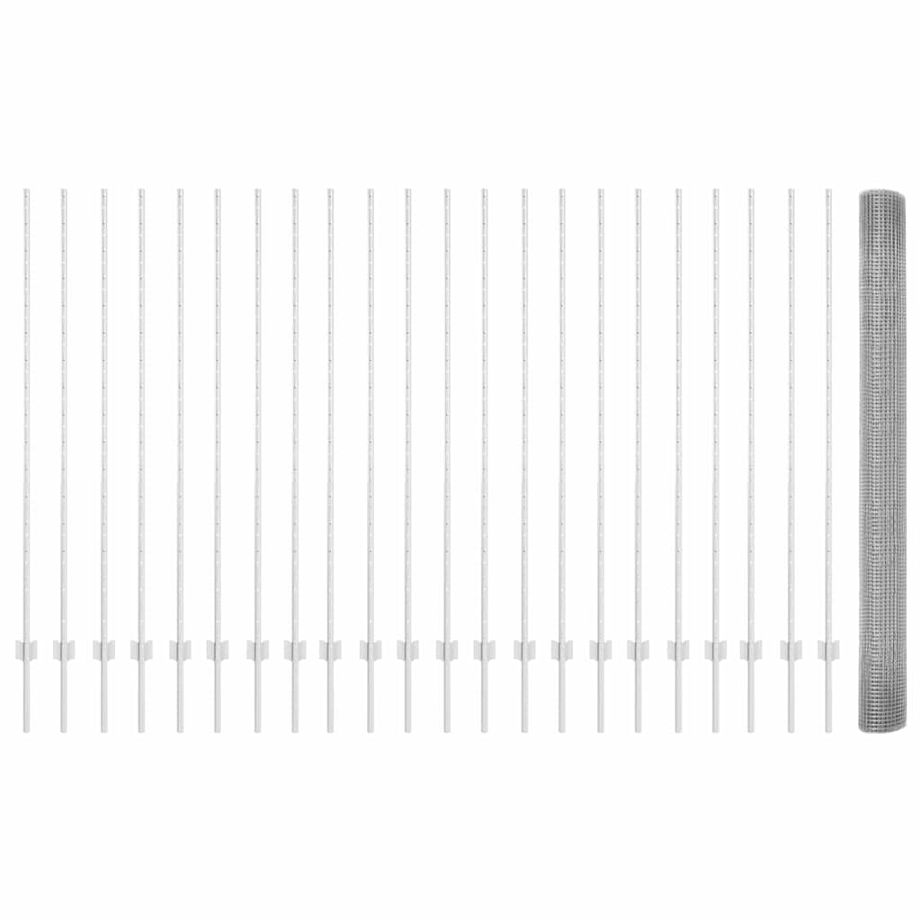 Hegesztett drótkerítés oszlopokkal 50 x 1,5 m Horganyzott Acél
