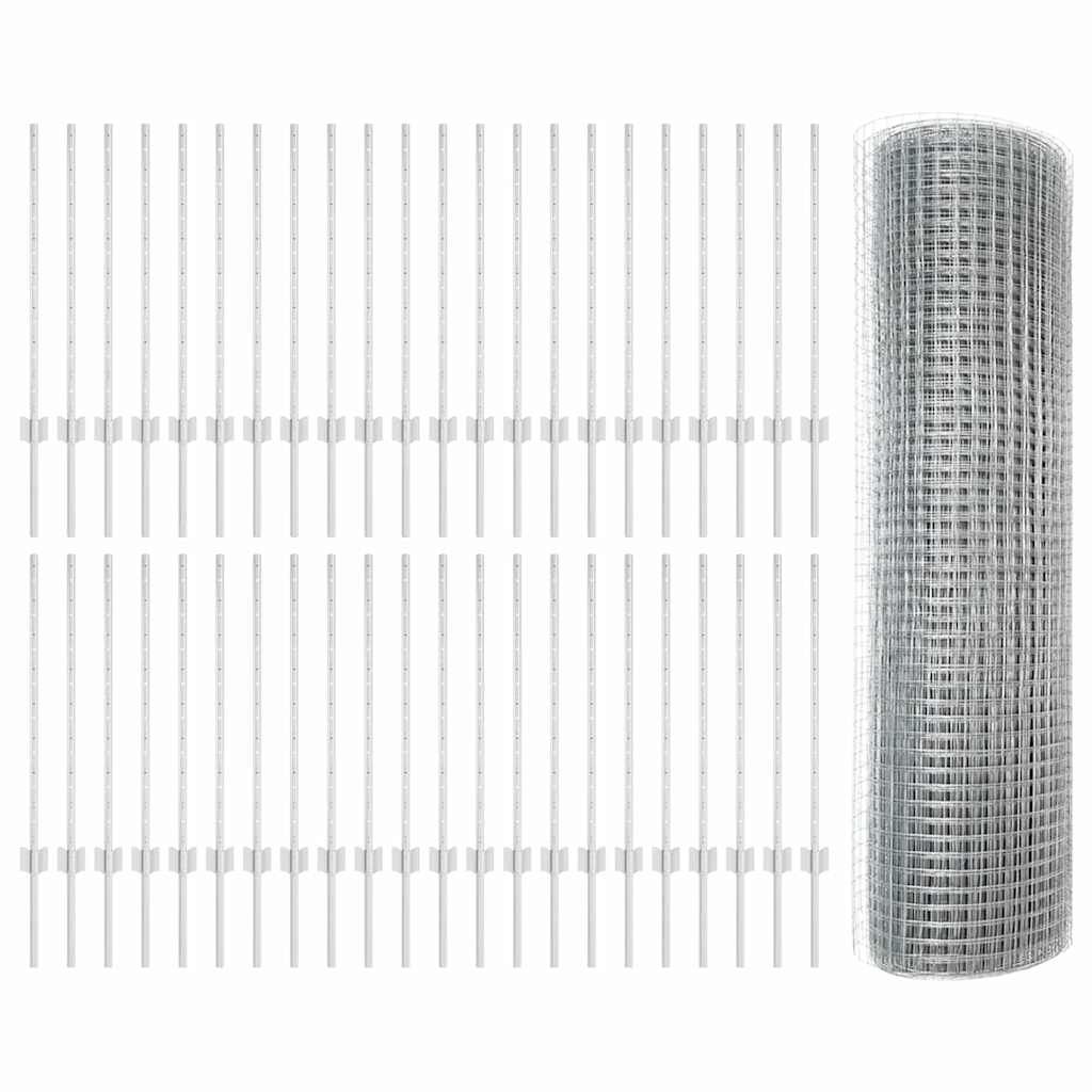 Hegesztett drótkerítés oszlopokkal 100 x 0,8 m Horganyzott Acél