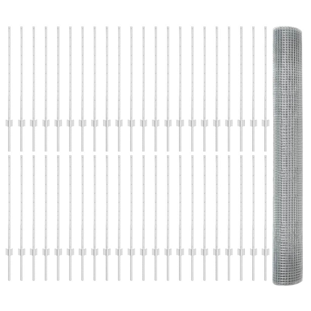 Hegesztett drótkerítés oszlopokkal 100 x 1 m Horganyzott Acél