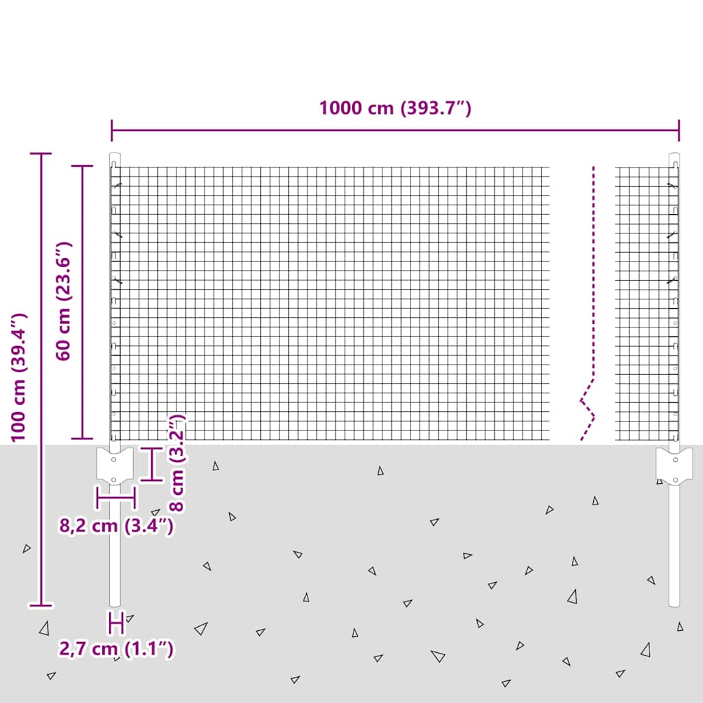 Hegesztett drótkerítés oszlopokkal 10 x 0,6 m Zöld Háló