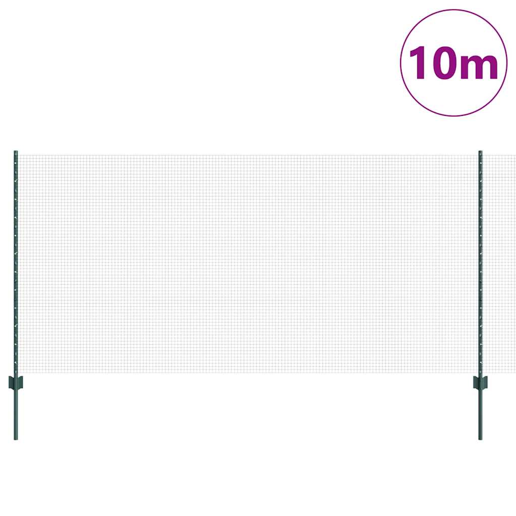 Hegesztett drótkerítés oszlopokkal 10 x 1,2 m Zöld Háló
