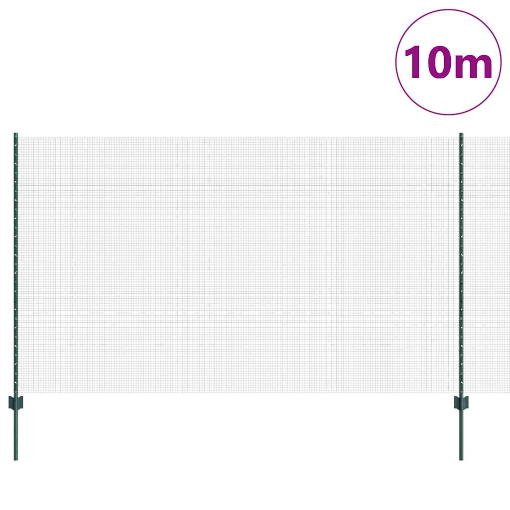 Hegesztett drótkerítés oszlopokkal 10 x 1,4 m Zöld Háló