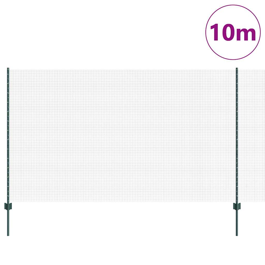 Hegesztett drótkerítés oszlopokkal 10 x 1,4 m Zöld Háló