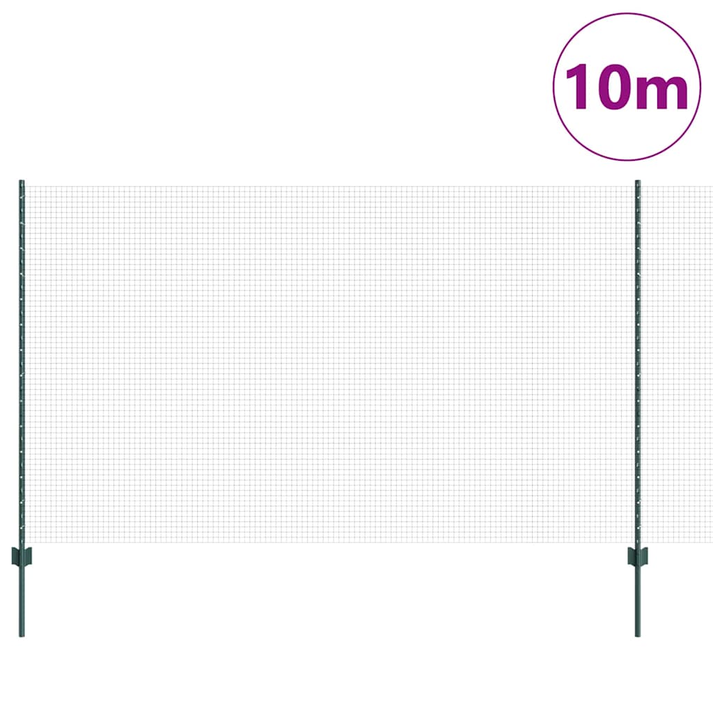 Hegesztett drótkerítés oszlopokkal 10 x 1,4 m Zöld Háló