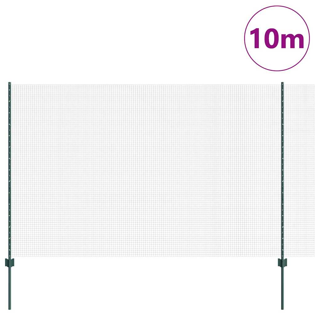 Hegesztett drótkerítés oszlopokkal 10 x 1,5 m Zöld Háló