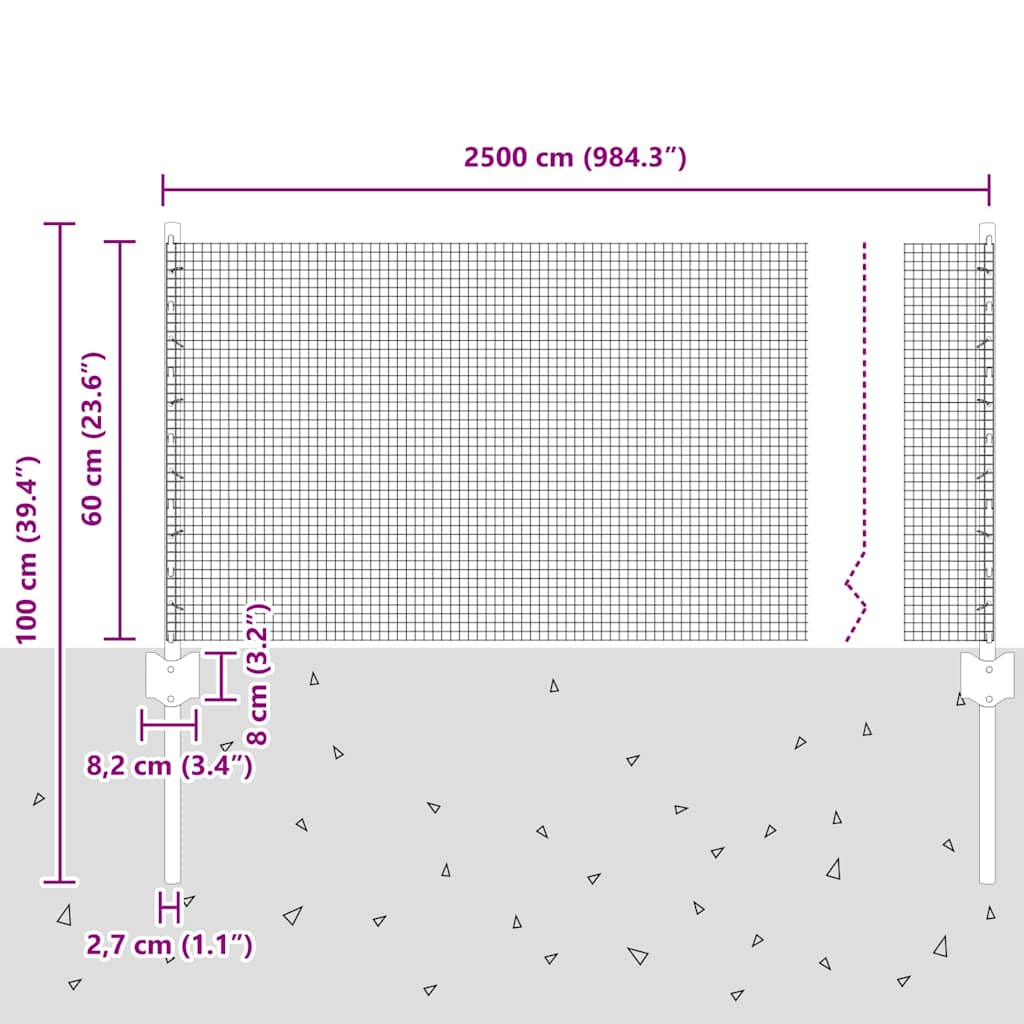 Hegesztett drótkerítés oszlopokkal 25 x 0,6 m Zöld Háló