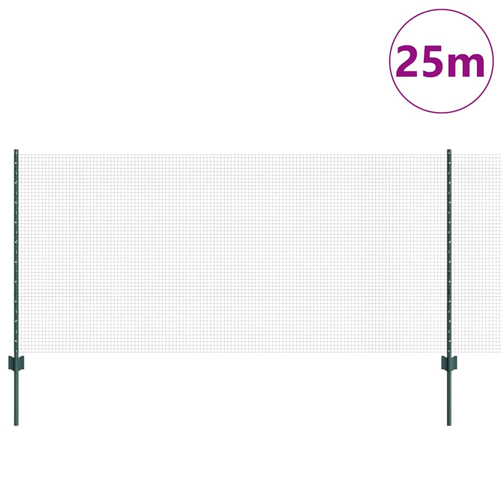 Hegesztett drótkerítés oszlopokkal 25 x 1 m Horganyzott Acél