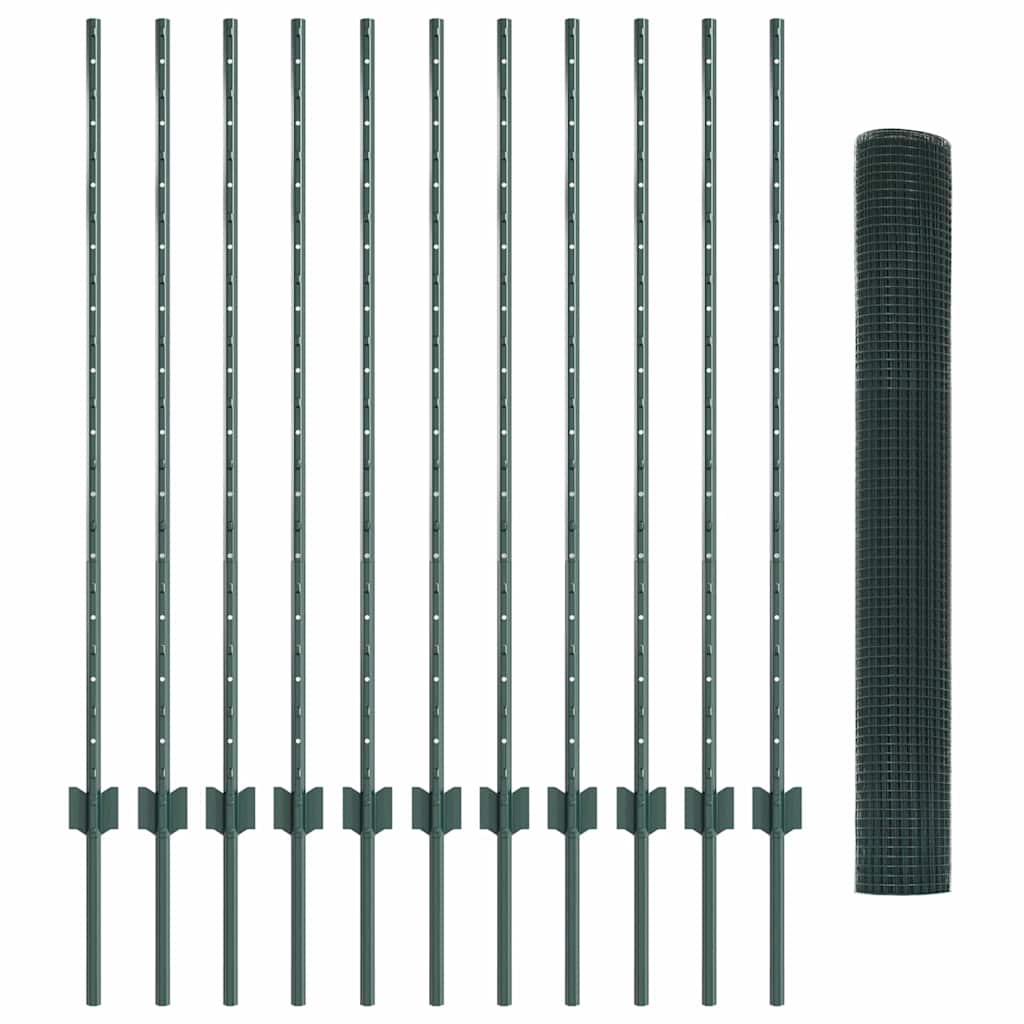 Hegesztett drótkerítés oszlopokkal 25 x 1,2 m Zöld Háló