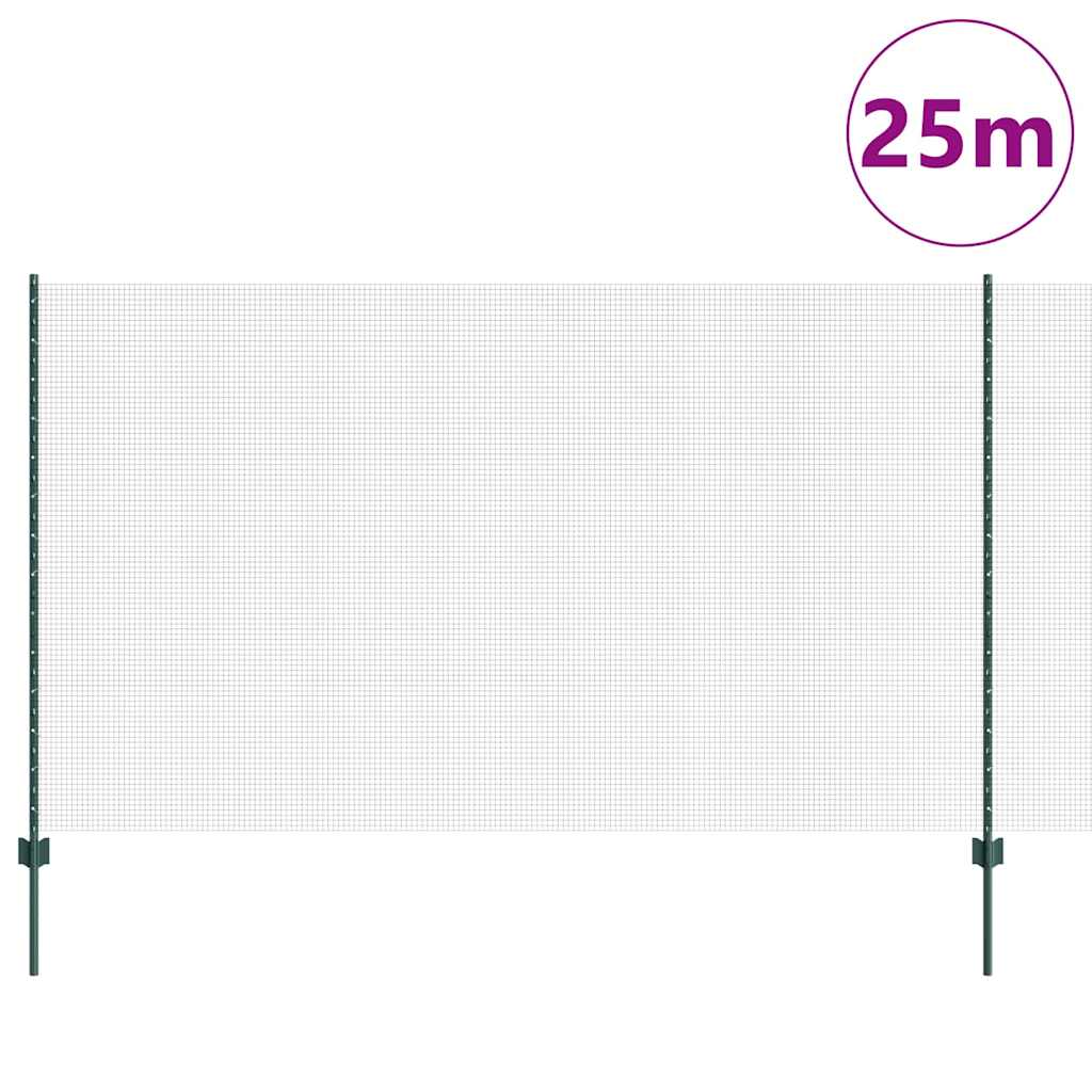 Hegesztett drótkerítés oszlopokkal 25 x 1,4 m Zöld Háló