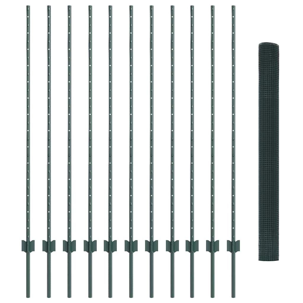Hegesztett drótkerítés oszlopokkal 25 x 1,4 m Zöld Háló