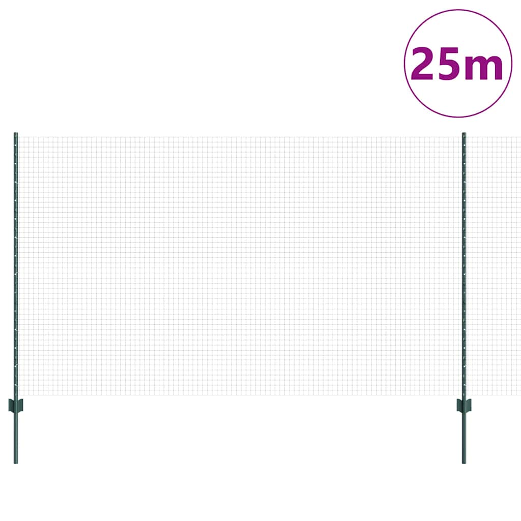 Hegesztett drótkerítés oszlopokkal 25 x 1,4 m Zöld Háló