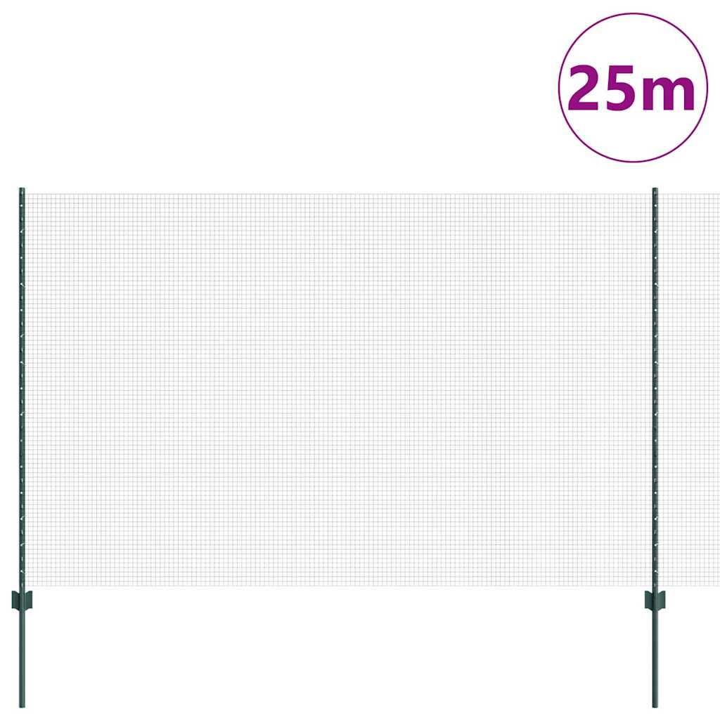 Hegesztett drótkerítés oszlopokkal 25 x 1,6 m Zöld Háló