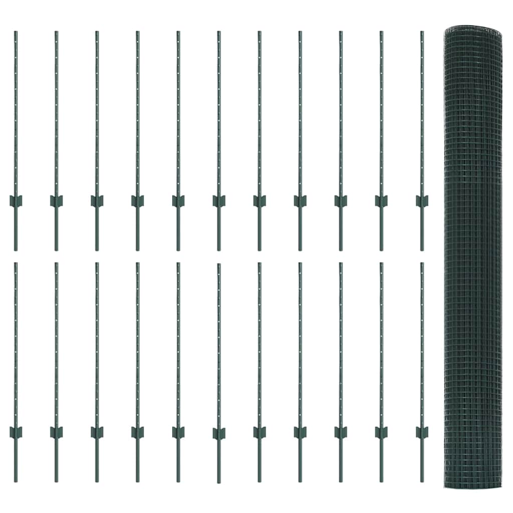 Hegesztett drótkerítés oszlopokkal 50 x 1 m PVC-bevonatos acél