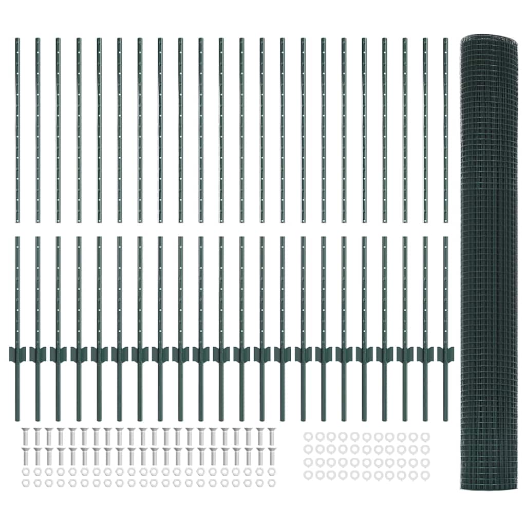 Hegesztett drótkerítés oszlopokkal 50 x 1,2 m Zöld Háló