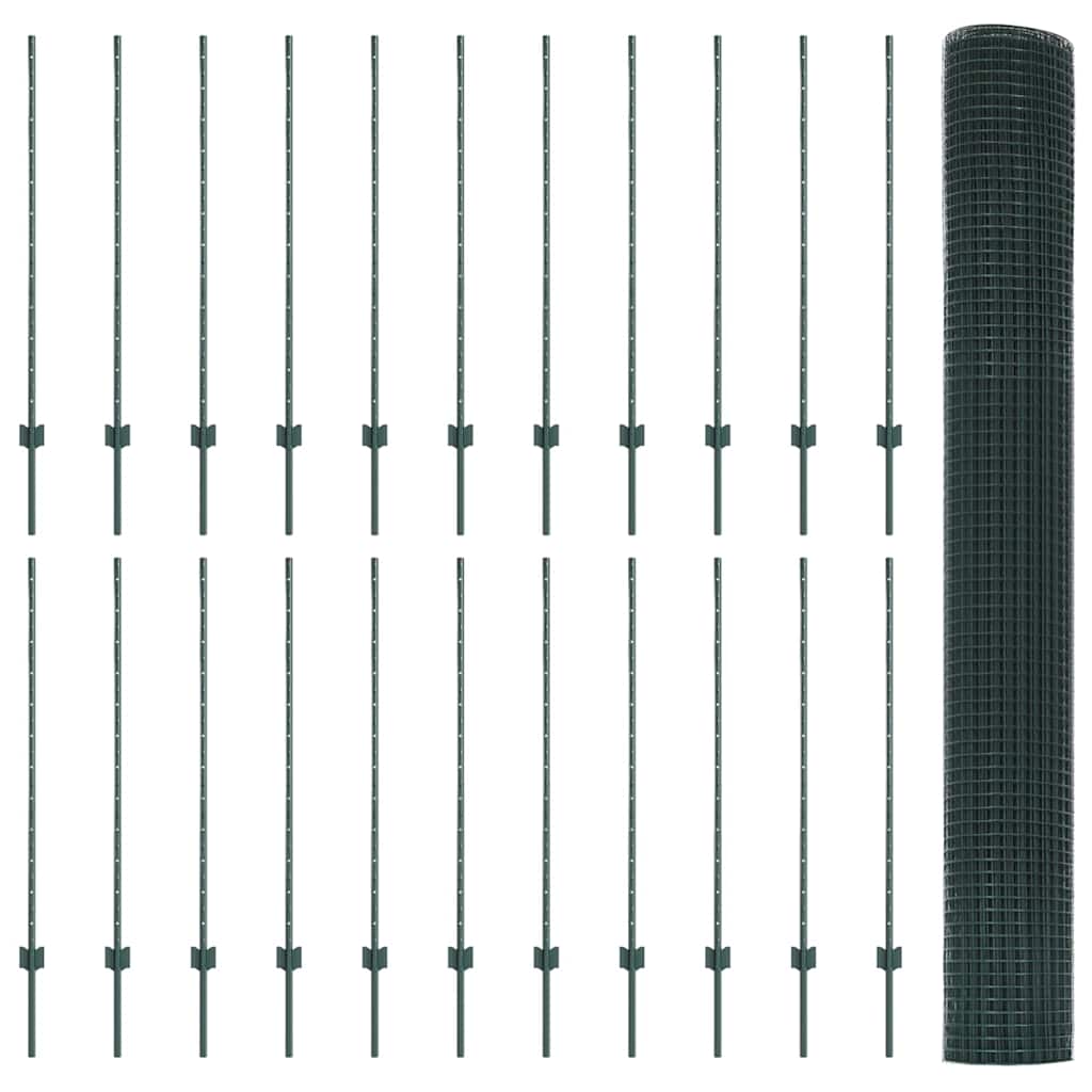 Hegesztett drótkerítés oszlopokkal 50 x 1,2 m Zöld Háló