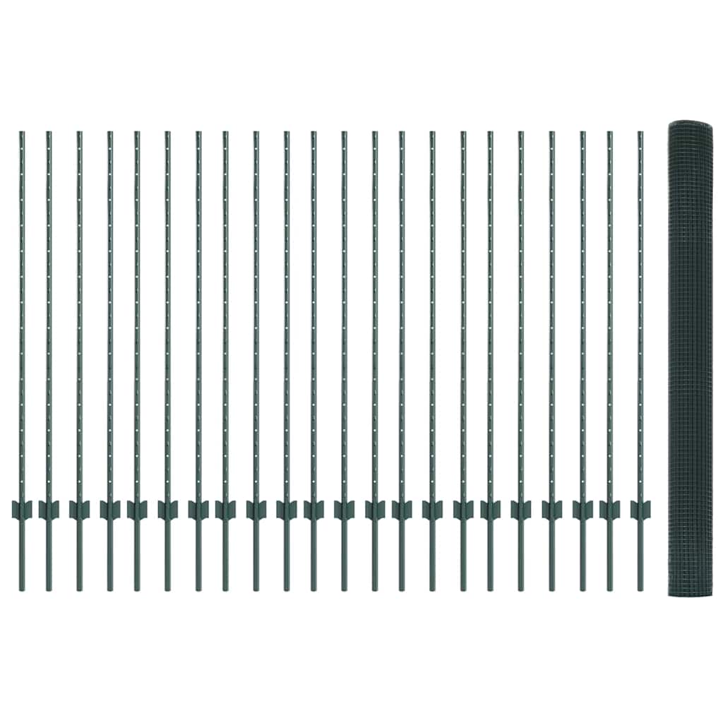 Hegesztett drótkerítés oszlopokkal 50 x 1,4 m Zöld Háló