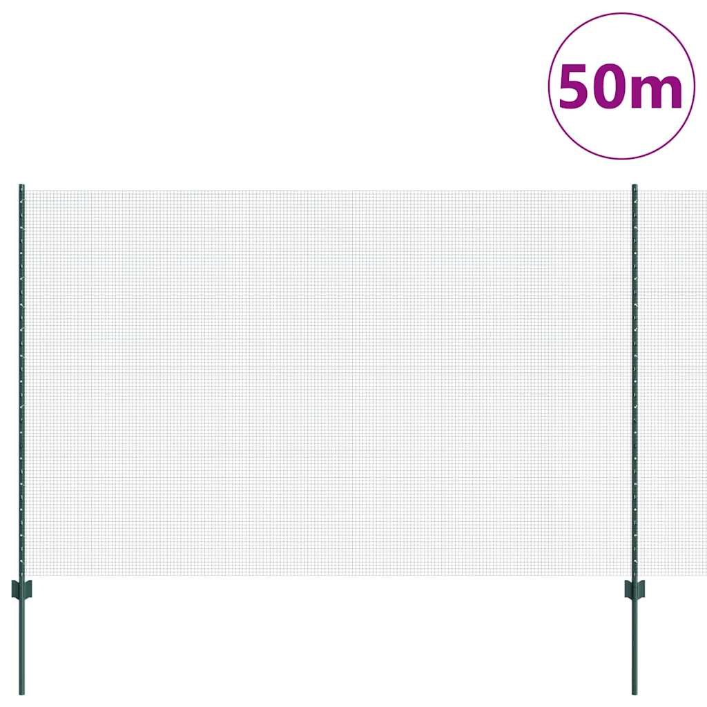 Hegesztett drótkerítés oszlopokkal 50 x 1,5 m Zöld Háló