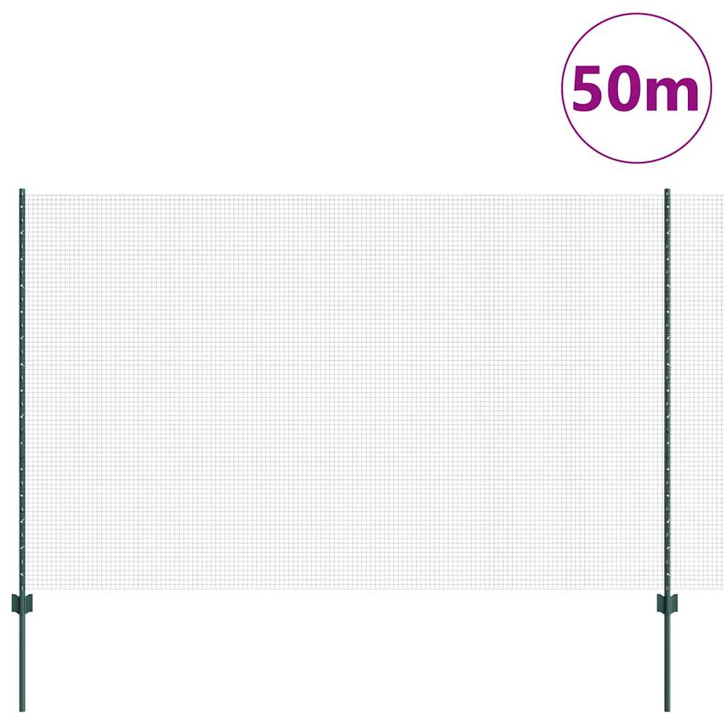 Hegesztett drótkerítés oszlopokkal 50 x 1,5 m Zöld Háló