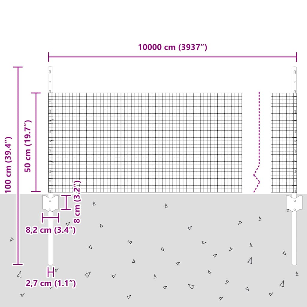 Hegesztett drótkerítés oszlopokkal 100 x 0,5 m Zöld Háló