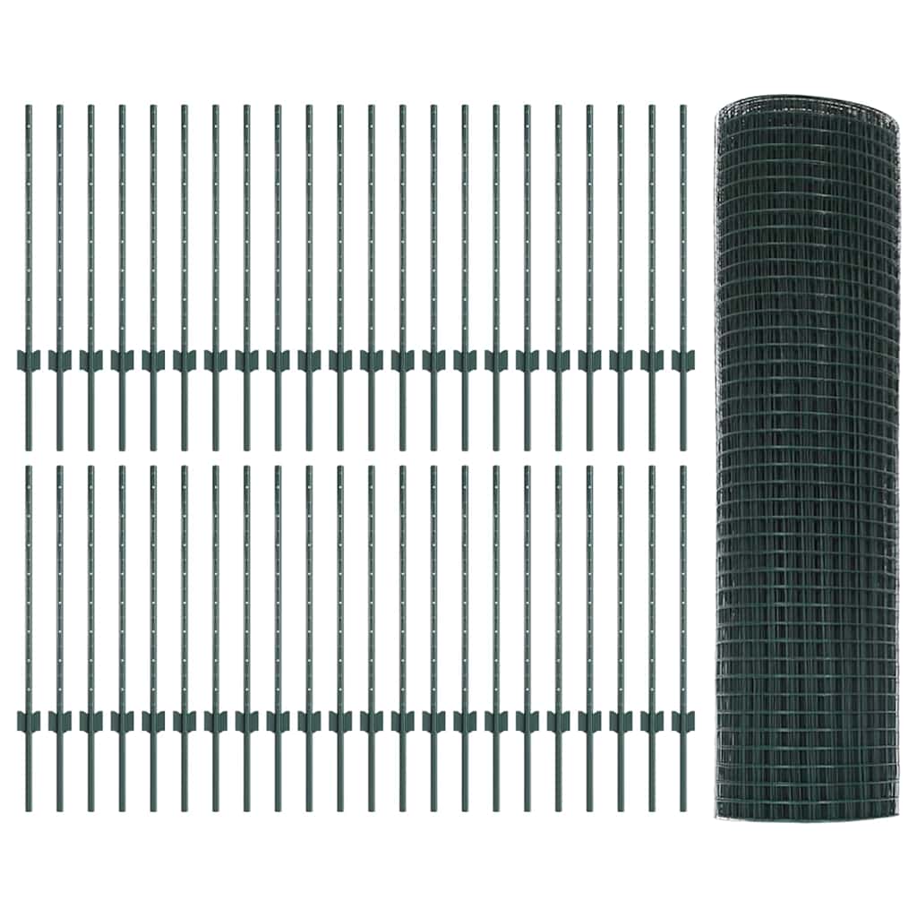 Hegesztett drótkerítés oszlopokkal 100 x 0,8 m Zöld Háló
