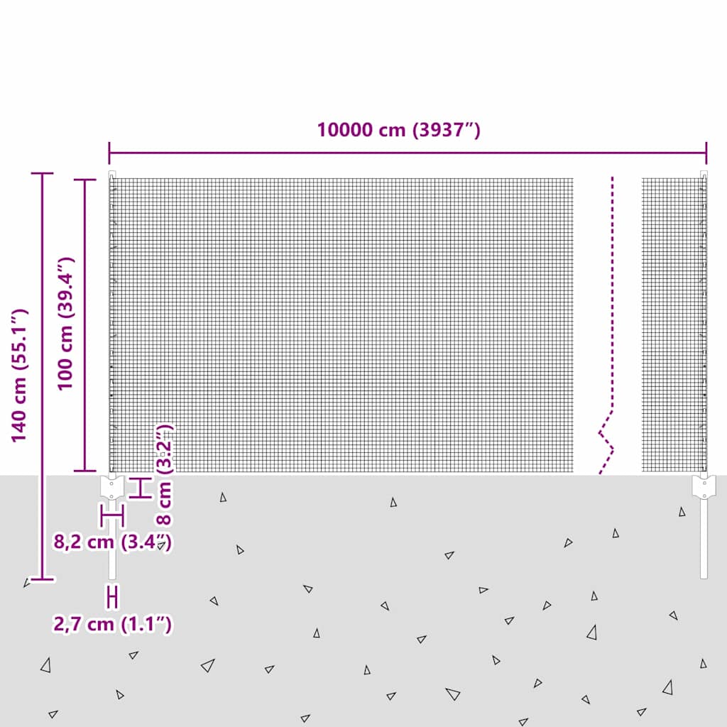 Hegesztett drótkerítés oszlopokkal 100 x 1 m PVC-bevonatos acél