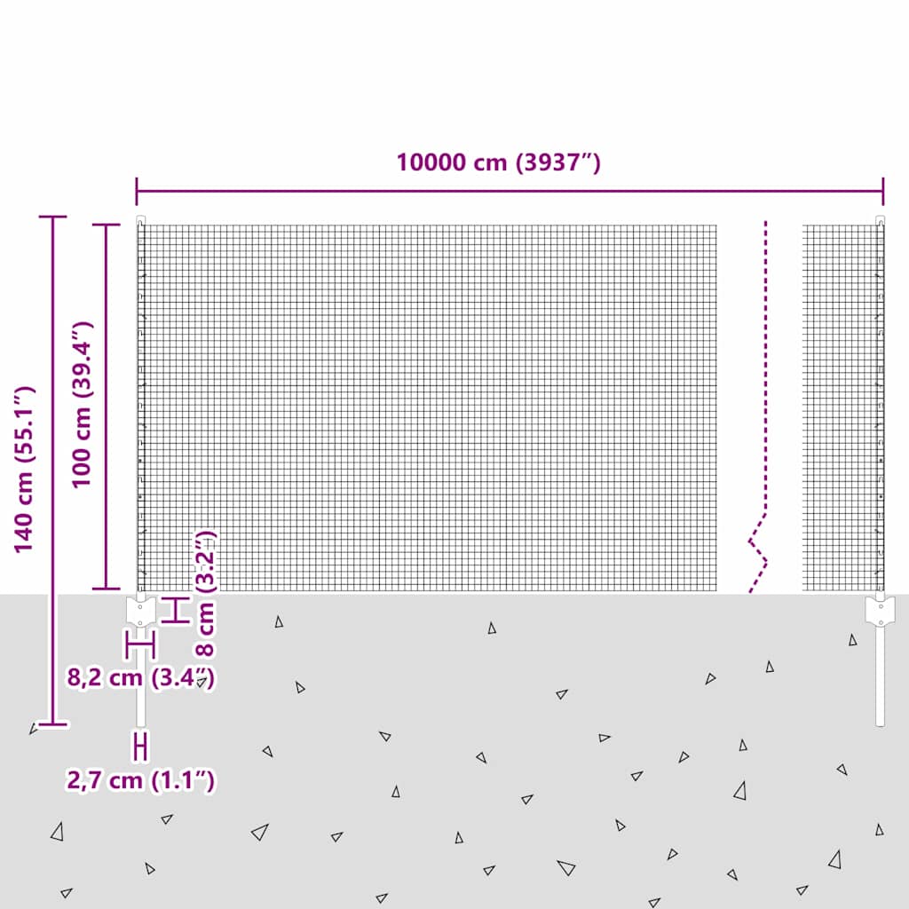 Hegesztett drótkerítés oszlopokkal 100 x 1 m PVC-bevonatos acél
