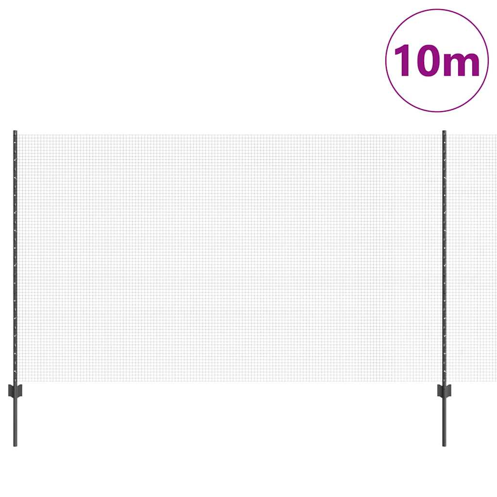Hegesztett drótkerítés oszlopokkal 10 x 1,4 m Szürke Háló