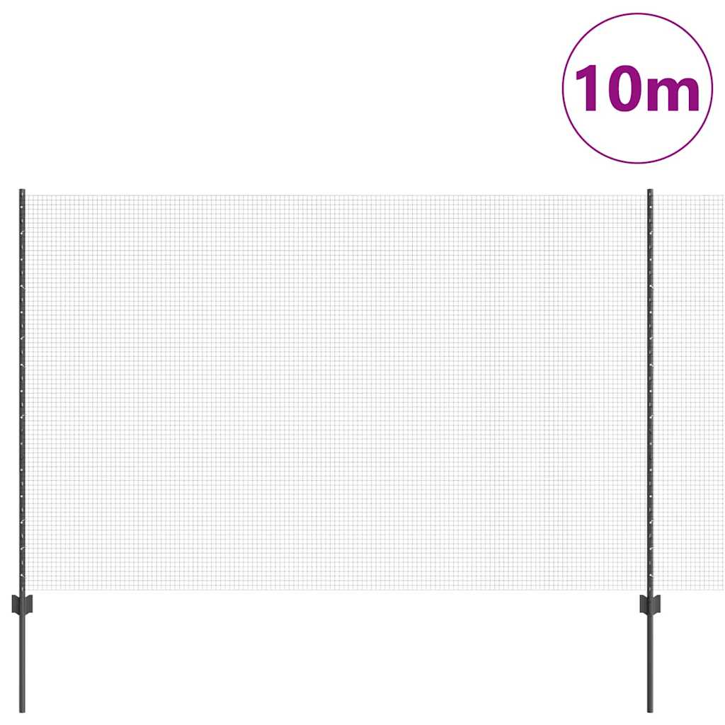 Hegesztett drótkerítés oszlopokkal 10 x 1,6 m Szürke Háló