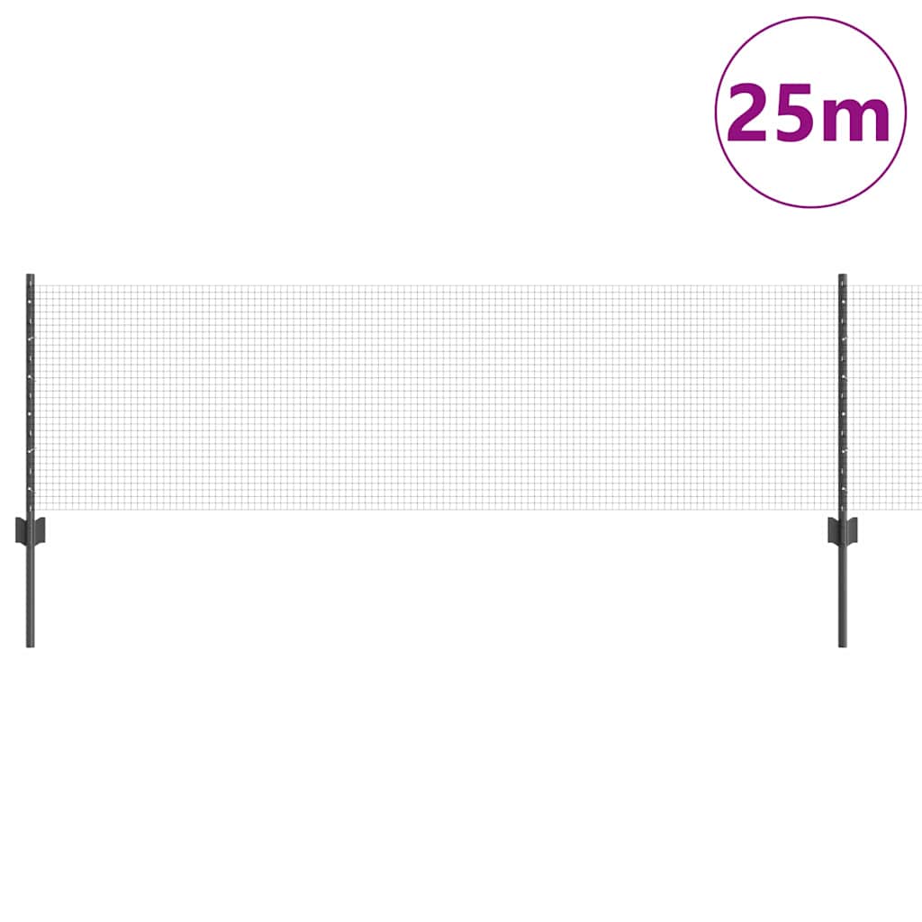Hegesztett drótkerítés oszlopokkal 25 x 0,6 m Szürke Háló