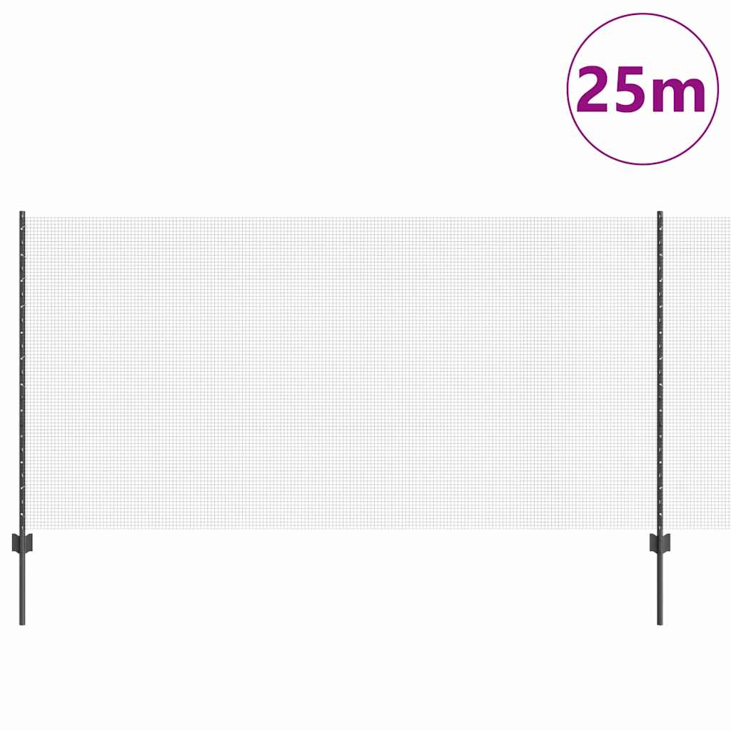 Hegesztett drótkerítés oszlopokkal 25 x 1,2 m Szürke Háló
