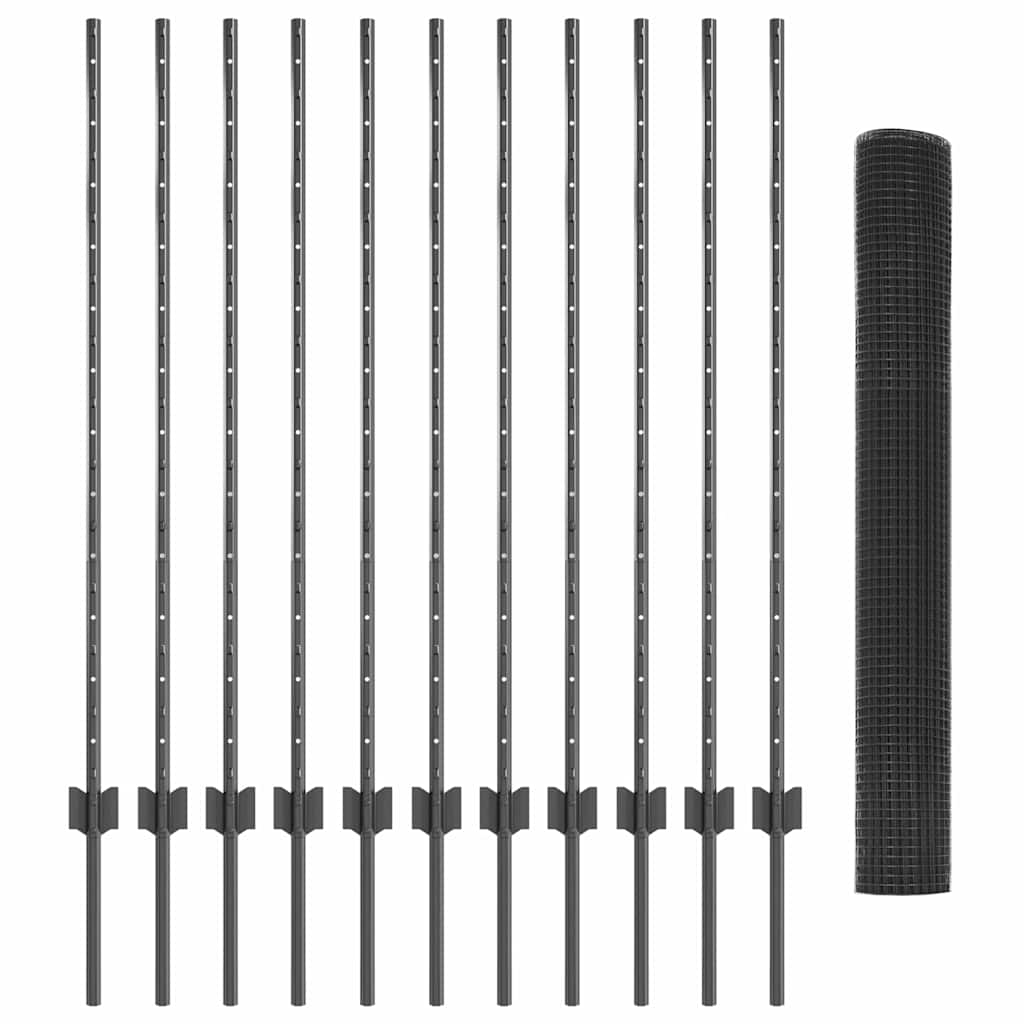 Hegesztett drótkerítés oszlopokkal 25 x 1,2 m Szürke Háló
