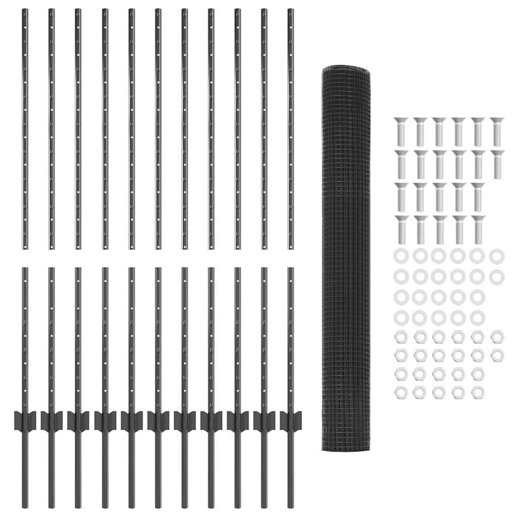 Hegesztett drótkerítés oszlopokkal 25 x 1,2 m Szürke Háló