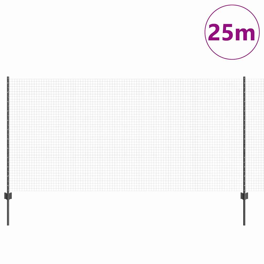 Hegesztett drótkerítés oszlopokkal 25 x 1,2 m Szürke Háló
