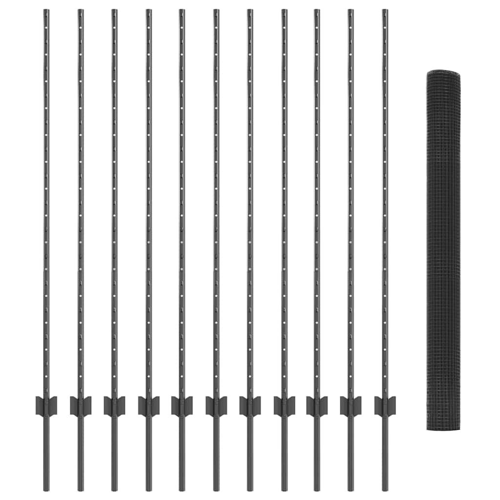 Hegesztett drótkerítés oszlopokkal 25 x 1,4 m Szürke Háló