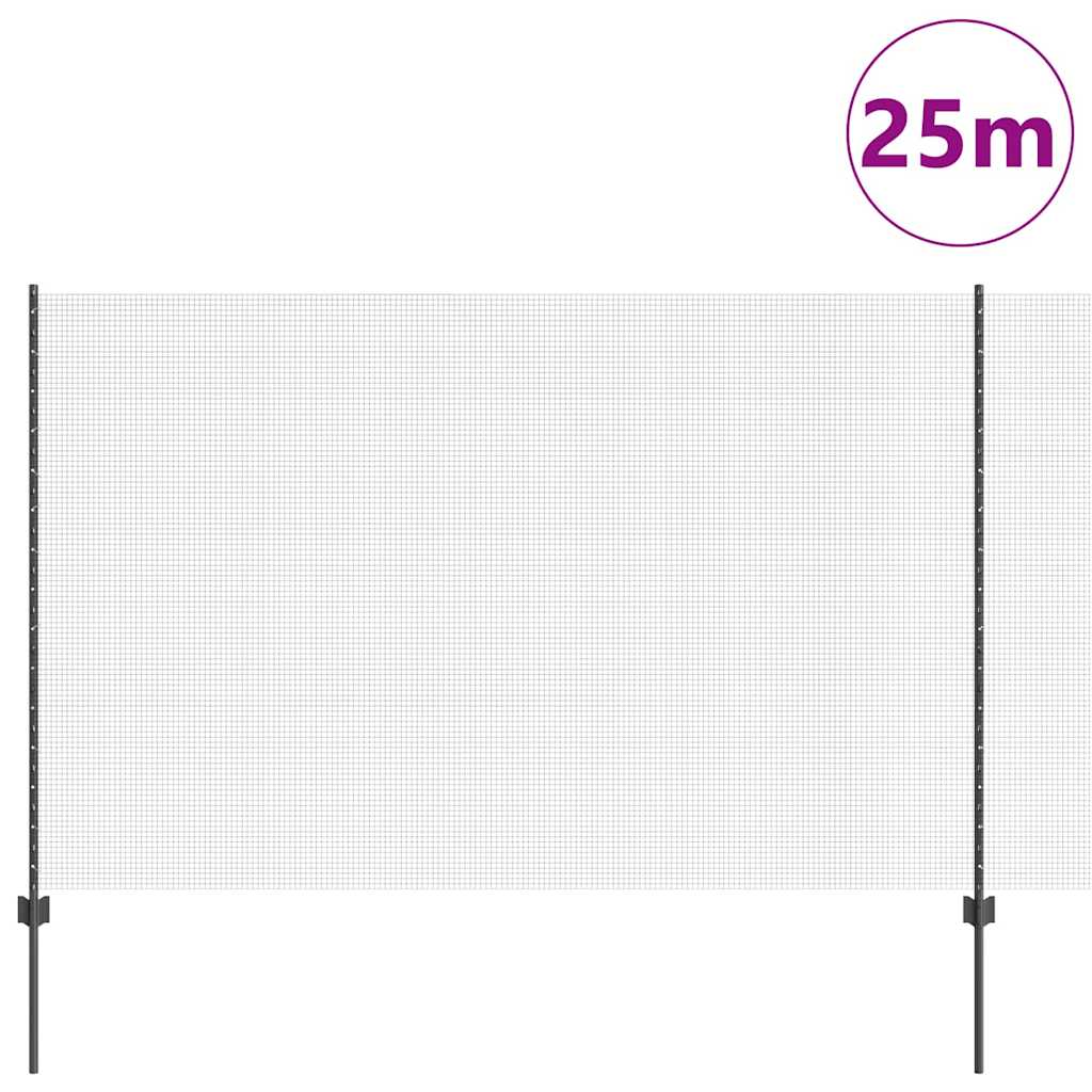 Hegesztett drótkerítés oszlopokkal 25 x 1,5 m Horganyzott Acél